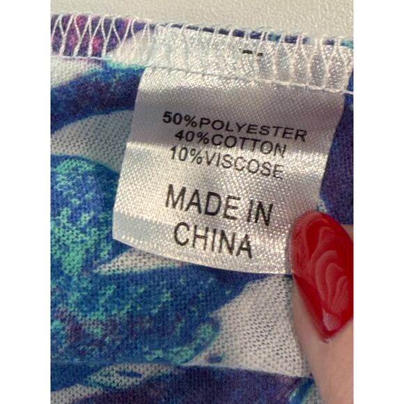 Roxy Tank Top White Blue Purple Pattern V‑Neck Scoop Back M NWT - Picture 7 of 10